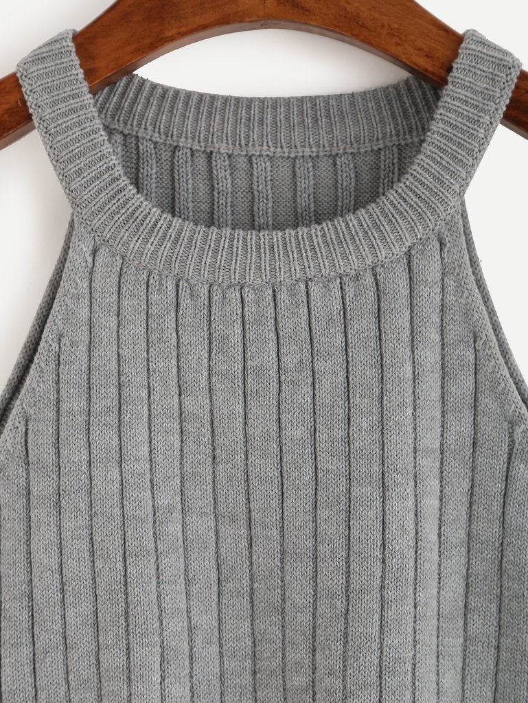 ... grey knitted tank top ... WASSMUI
