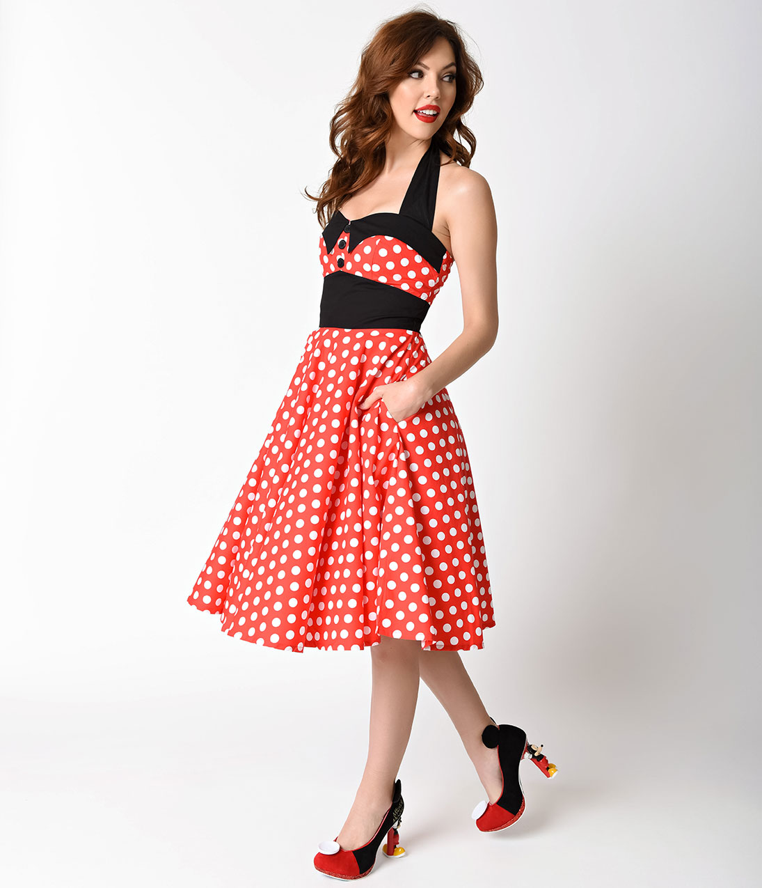 1950s rockabilly dresses | rockabilly clothing 1950s style red white polka  dot ashley halter NTXSMEP