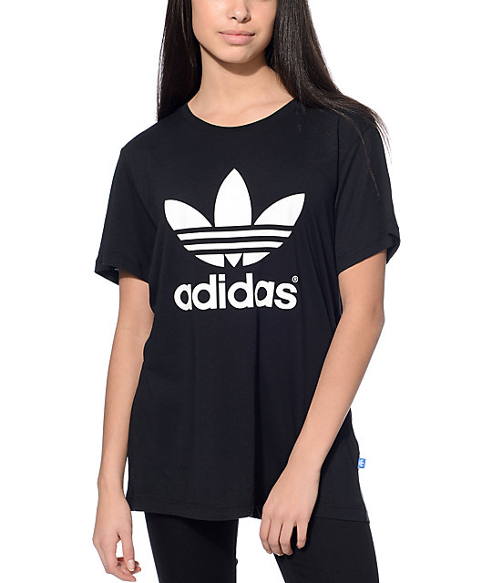 Adidas Shirt adidas boyfriend trefoil black t-shirt EJTEOKP