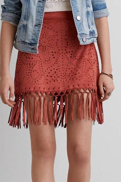 aeo faux suede fringe skirt by aeo | on the fringe: draw attention to the UQQIFQH