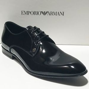 armani shoes image is loading 625-new-emporio-armani-black-patent-leather-tuxedo- KGUIZOY