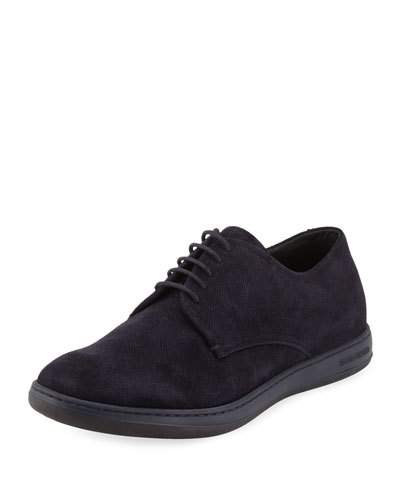 armani shoes perforated suede sport derby, navy BFKZRMI