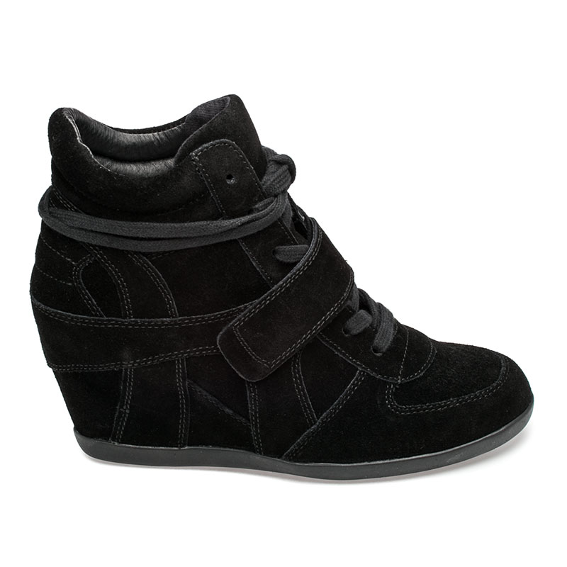 ash bowie womens wedge sneaker black suede 360287 (964) COKYCJJ