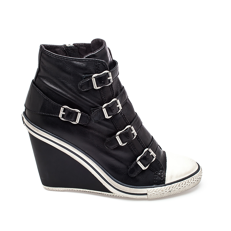 ash thelma wedge sneaker black leather 330149 AOTKTDY
