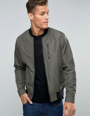 asos bomber jacket with zip chest pocket in khaki PHKNHGM