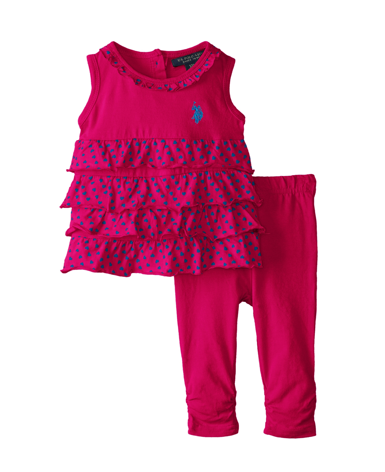 baby girl leggings u.s. polo assn. baby-girls polo infant 3 pc set ruffled top with ruched NIDKVCM