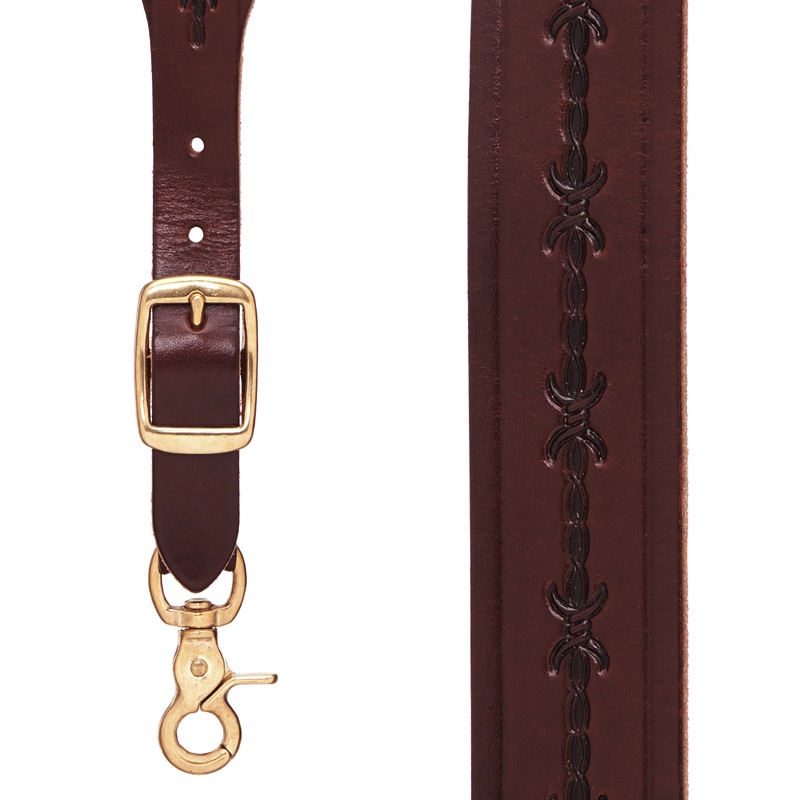 barbed wire western leather suspenders - 1.5 in ... XWVWNCU