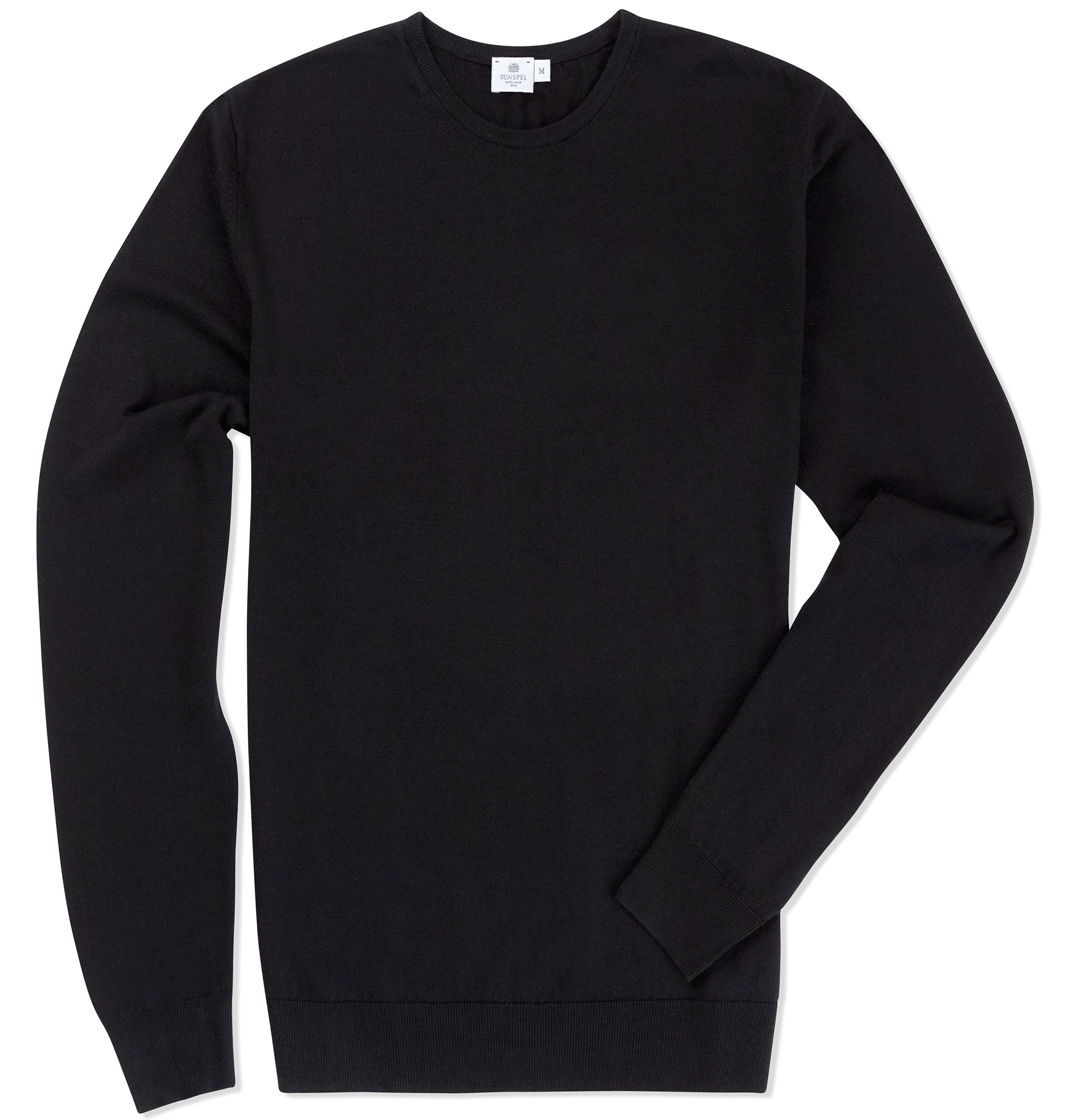 black jumper menu0027s fine merino wool jumper in black | sunspel EPVAAGS