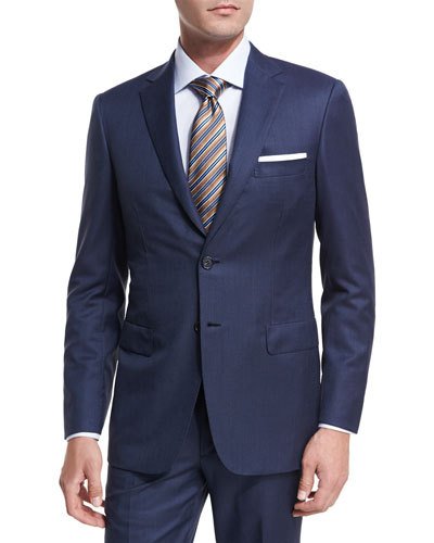 brioni suits textured solid wool two-piece suit WDCHJMT