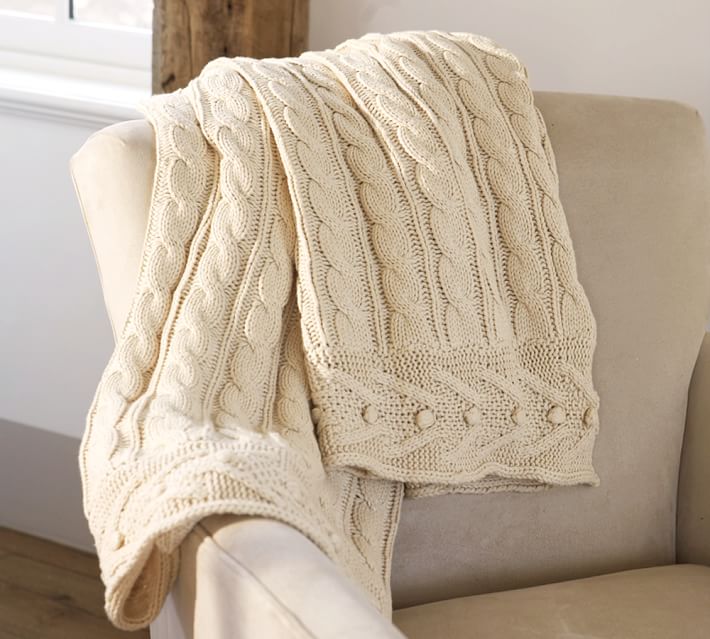 cable knit blanket cable knit throw | pottery barn DMDWJWF