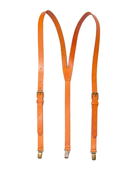 caramel - orange tan leather suspenders (clip-on) NGRIQWD