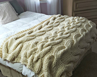 chunky oversized cable knit blanket-made to order AFGLJKM