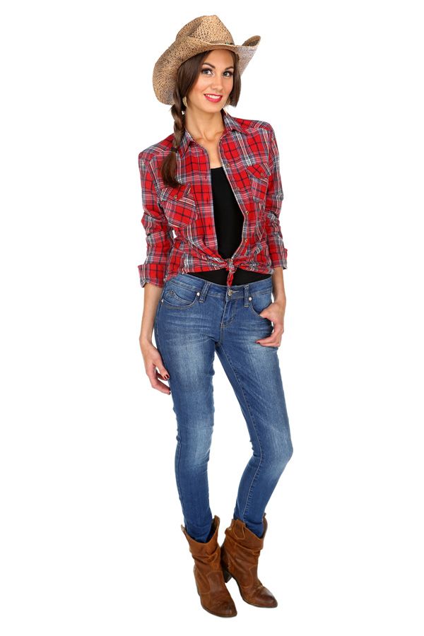 cowgirl outfit simple plaid shirt and jeans cowgirl costume. SYUARSC