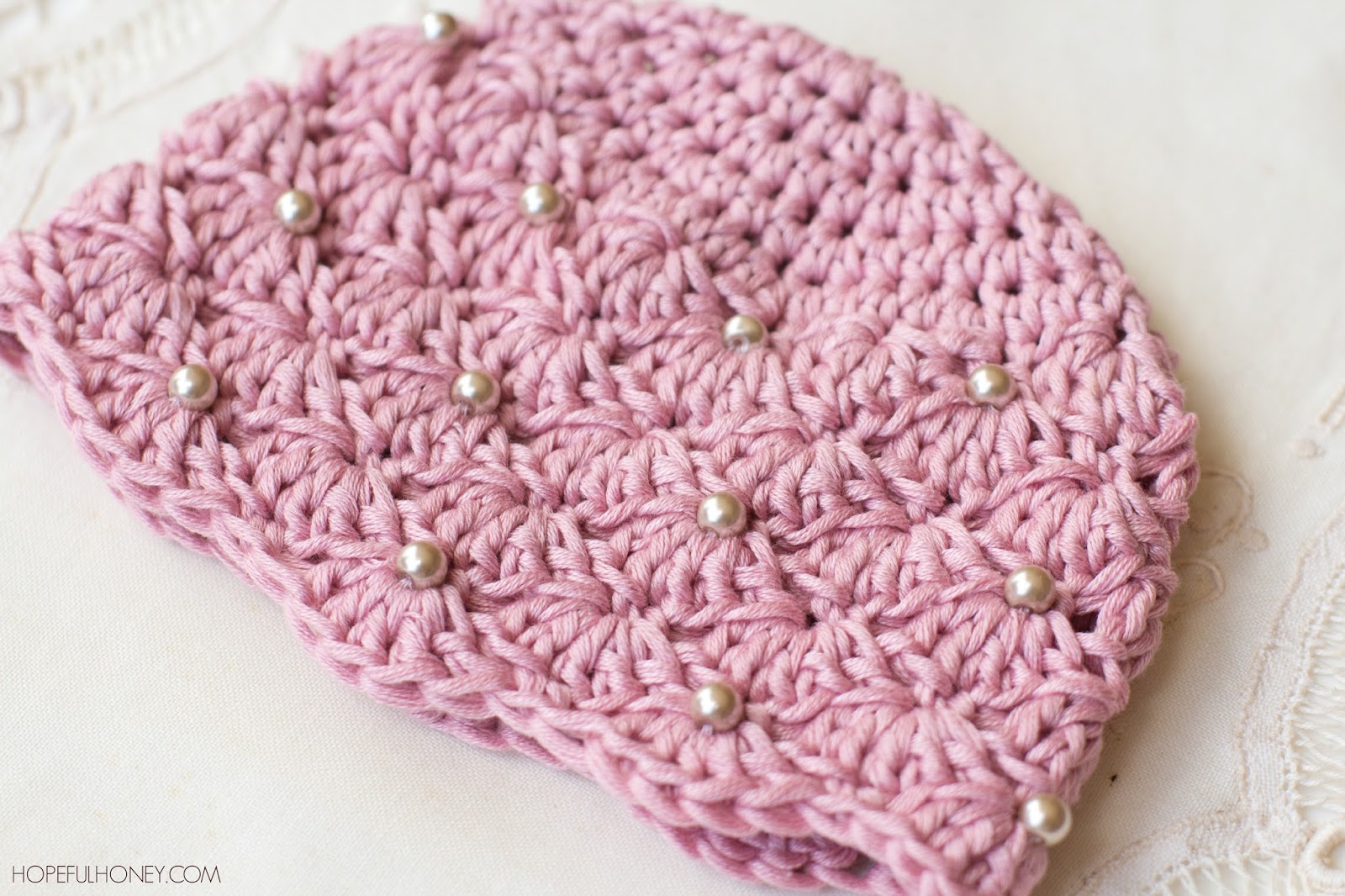 crochet baby beanie pattern vintage pearl baby hat - free crochet pattern TRENJJJ