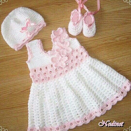 crochet baby dress pattern, crochet dress set pattern, crochet hat shoes  pattern, 0-12 months NJNUZWV