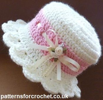 Crochet cap for babies free baby crochet pattern for brimmed hat from http://patternsforcrochet.co. TPWOKYK