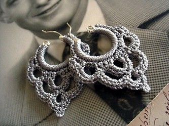 crochet earrings bonita crocheted over sterling silver hoop earring in silvery taupe IBYTHCL
