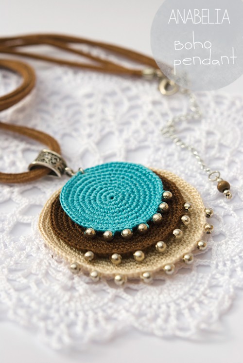 crochet jewelry boho turquoise crochet pendant by anabelia BFDHDHK