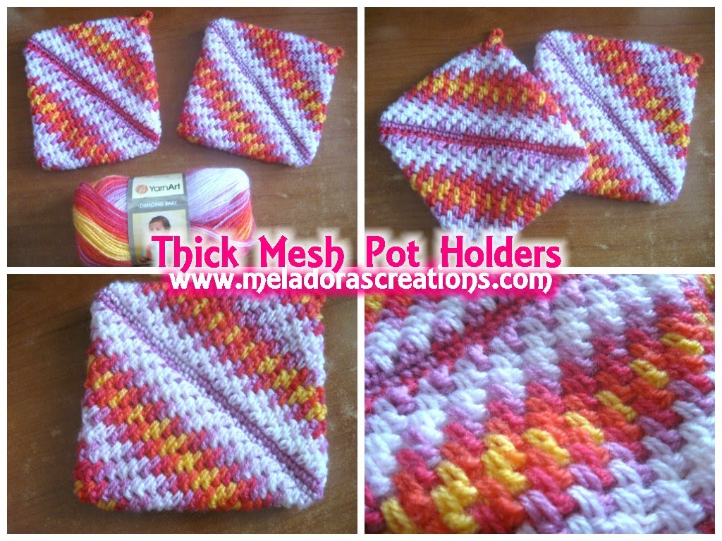 crochet potholders crocheted pot holders thick crochet mesh / brick stitch stitch - crochet  tutorial NSEEACR