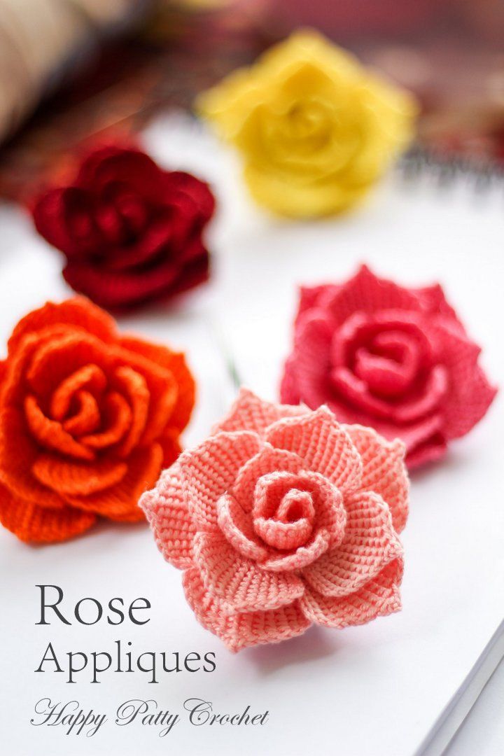 crochet rose pattern - crochet flower pattern for a rose applique - crochet  pattern SYCHHVP