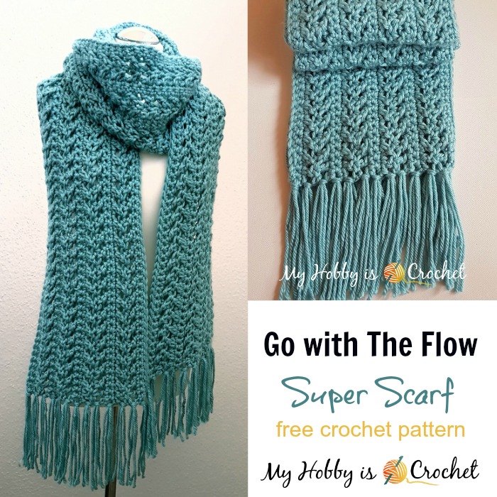 crochet scarf go with the flow super scarf - free crochet pattern | red heart joy EVOKWUK