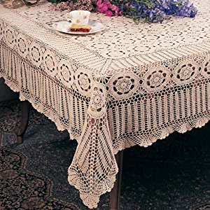 crochet tablecloth handmade crochet lace tablecloth. 100% cotton crochet. ecru, 30 inch  square. one piece . MKCNRMY