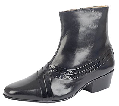 cuban heels mens cuban heel side zip boots black reptile leather size 6 AZQSMGV