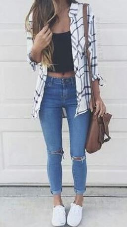 cute outfits this flannel outfit is so cute for spring! MLJXZNL