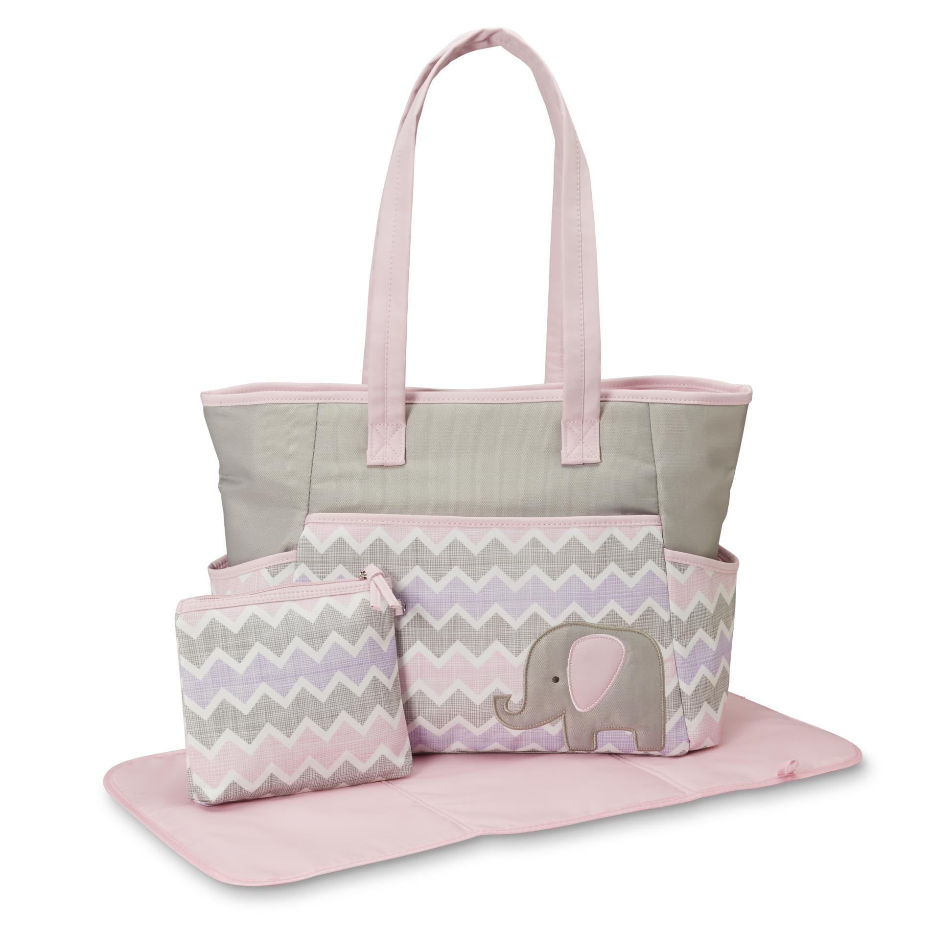 diaper bags for girls tender kisses infant girlsu0027 3-piece diaper bag set - elephant YUYQSLZ