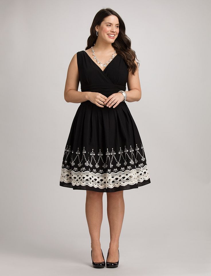 dresses for plus size women plus size embroidered fit-and-flare dress, @ dressbarn HWXBLGY