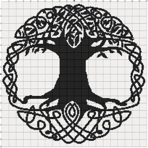 filet crochet pattern - celtic tree KAZJGBC