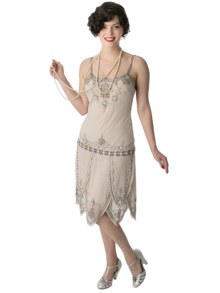 flapper dresses 1920s flapper style beaded champagne dress ODCFIHE