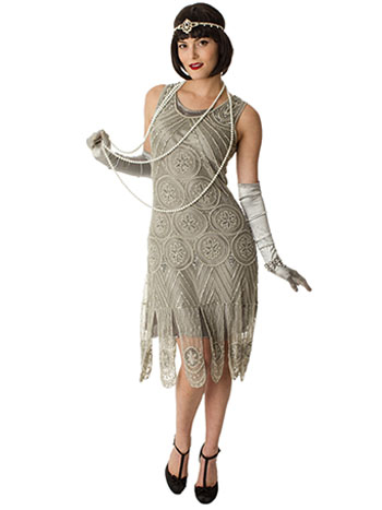 flapper dresses 1920s replica silver beaded sequin sheba flapper dress ZOMODRN