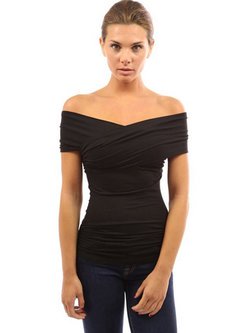 going out tops black gathered off shoulder sexy going out top EMMFOXP