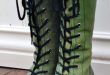green boots worn, green, lace-up boots UXMMYPQ