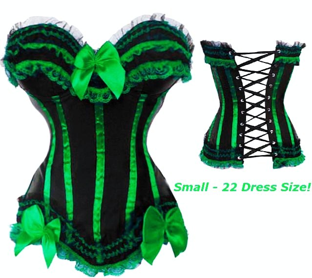 green corset - green black corset with green trim s-6x (more colors! XJAZTZP