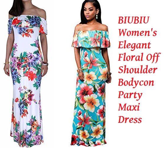 hawaiian dresses biubiu womenu0027s elegant floral off shoulder bodycon party maxi dress s-3xl OCMICGT