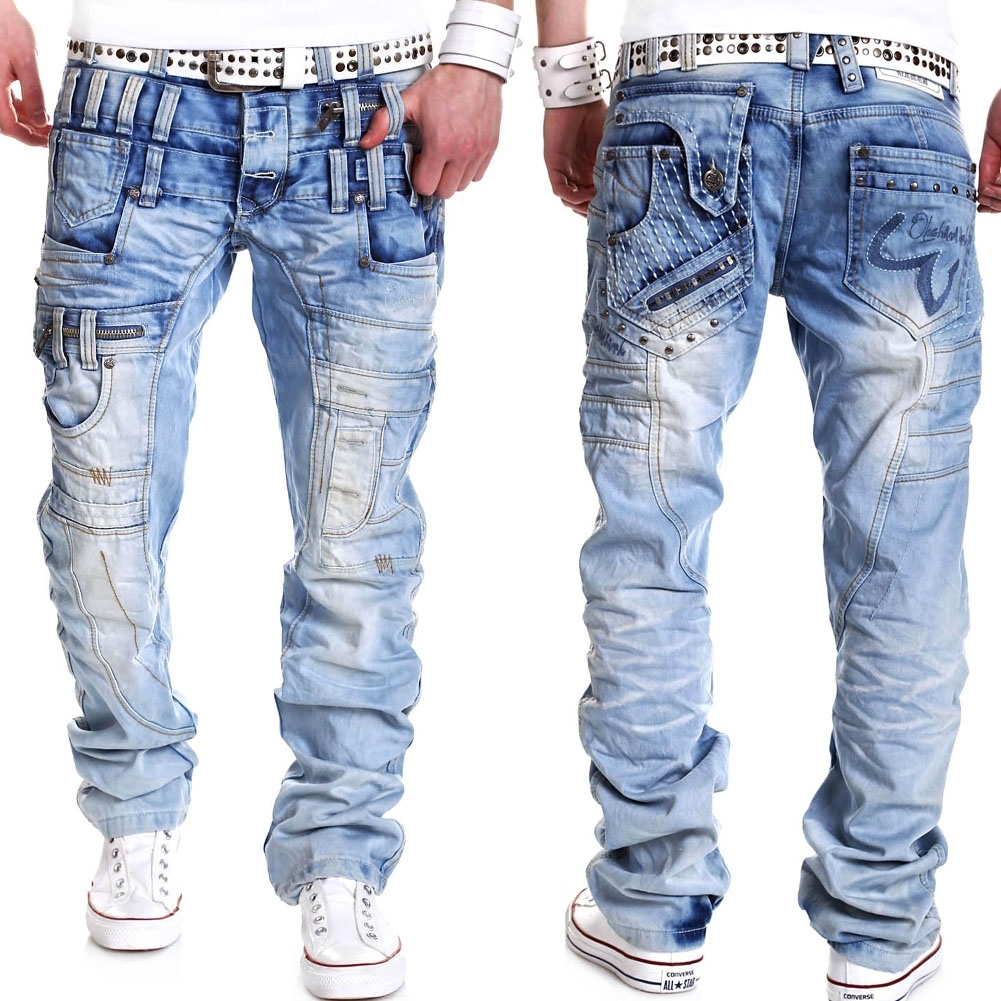 japrag designer jeans zipper vintage cargo pants blue club wear light FPRYXPE
