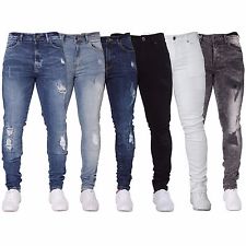 jeans for men new enzo mens stretch super skinny ripped blue black jeans denim summer  fashion BXIQJNM