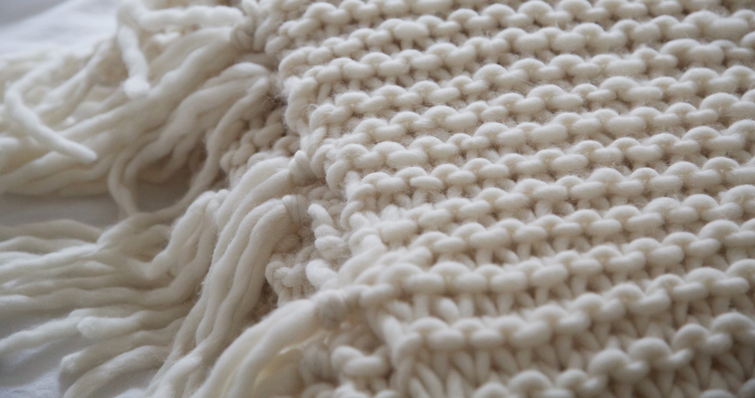 knit blanket add a fringe OHKCGDN