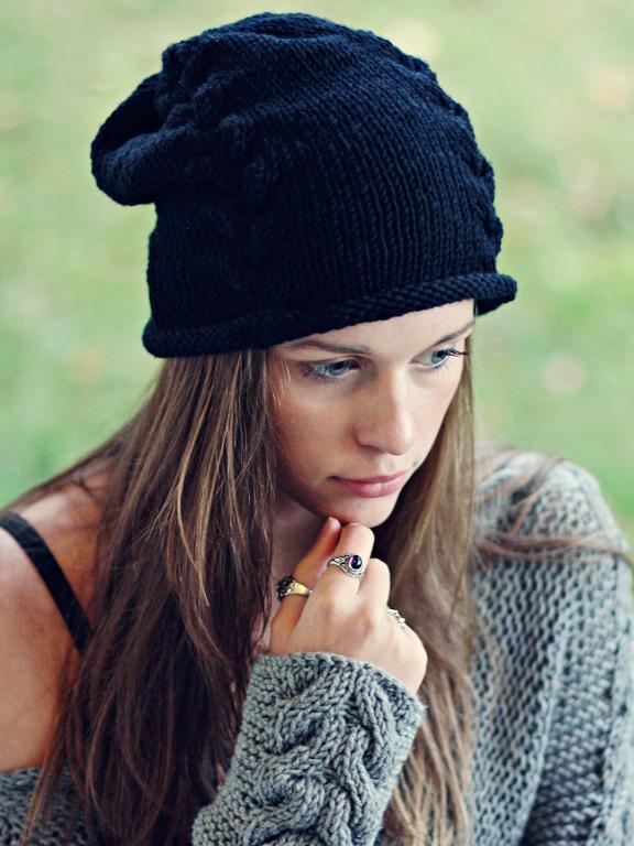 knit hat black beanie free knitting pattern YTMMVHS