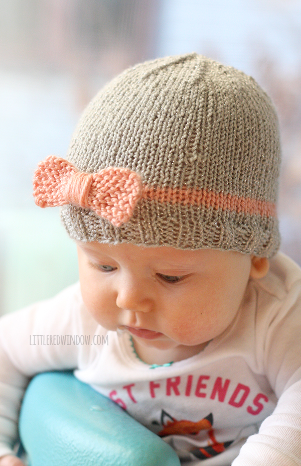 knitted baby hats ... knit bow baby hats | littleredwindow.com | a quick easy and free  knitting BPJUNKX