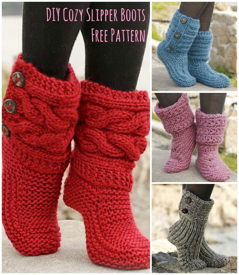 knitted boots cutest knitted diy: free pattern for cozy slipper boots MAQJNUG
