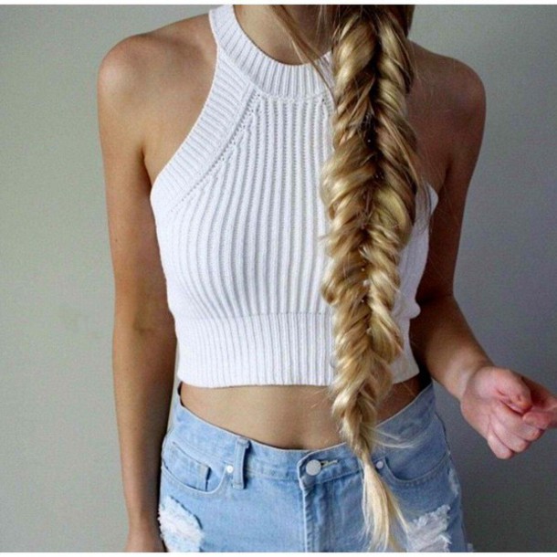 knitted tank top blouse white sexy white top white tank top knitted crop top crop tops crop CLDDCVY