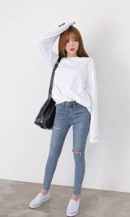 korean fashion new tastes tee and skinny jeans · korea fashionk ... MSKUSAG