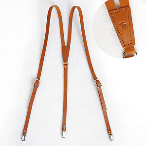leather suspenders image is loading genuine-leather-suspenders-y-back-retro-braces-clip- QCARZWM