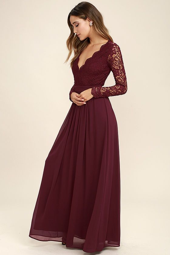 long dresses awaken my love burgundy long sleeve lace maxi dress JXUSKVH