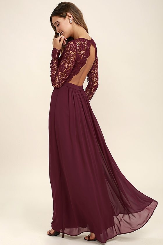 long lace dress awaken my love burgundy long sleeve lace maxi dress 1 OLFBZJC
