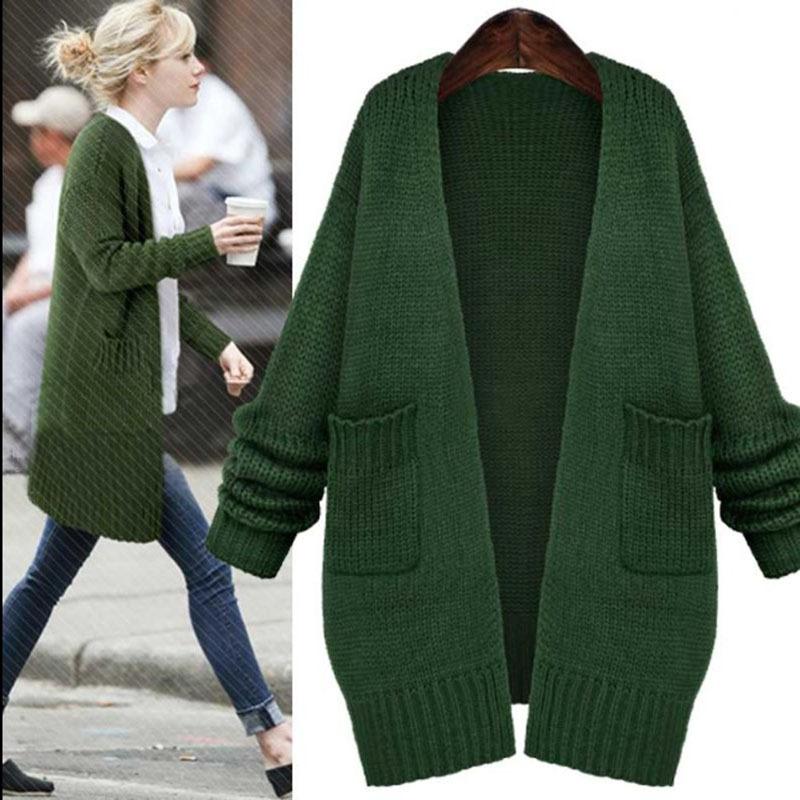 long sweaters dark green long knitted sweaters fashion loose long sleeve pockets long  knitted cardigans women LTBWZCZ