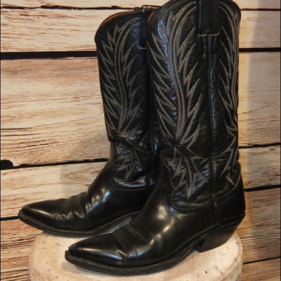 nocona boots nocona shoes - womens vintage nocona black leather cowboy boots 5 WWETYXJ